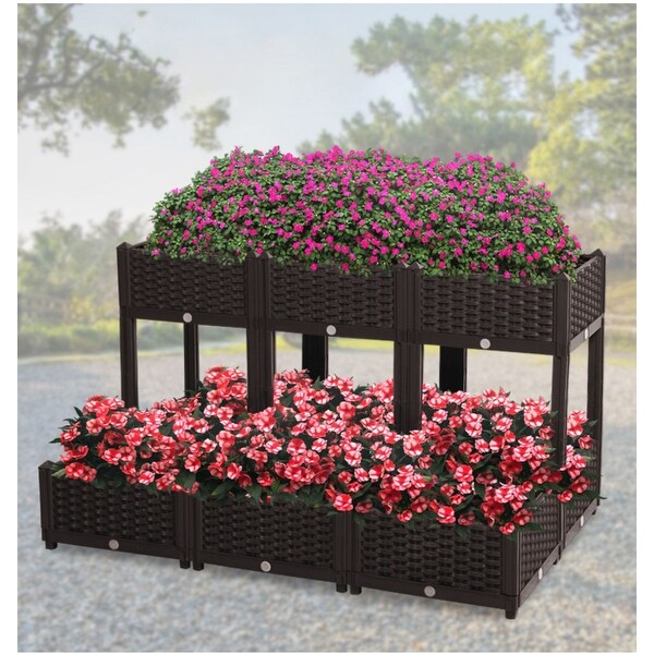 Raised Multitier Indoor/ Outdoor Rattan Garden Planter Box Kit
