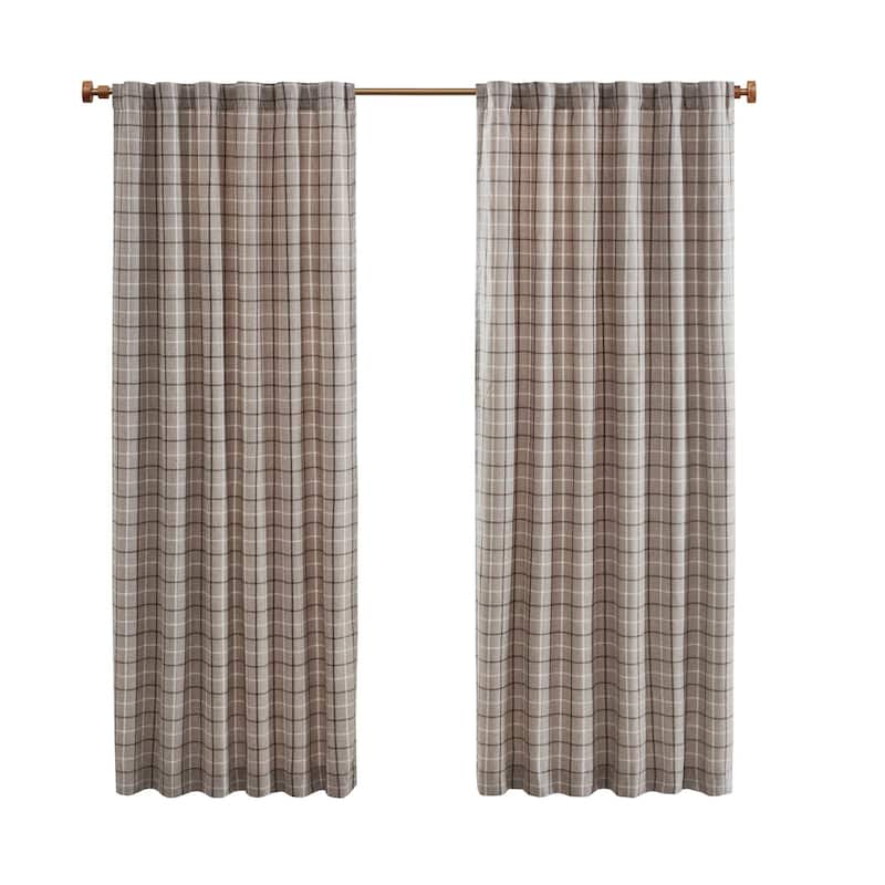 Madison Park Anaheim Plaid Rod Pocket and Back Tab Single Curtain Panel with Fleece Lining