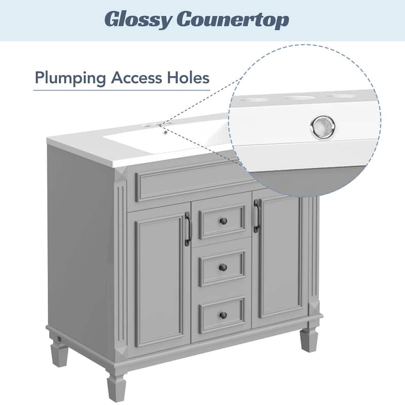 36'' Freestanding Bathroom Vanity with Integrated Ceramic Sink and Drawers
