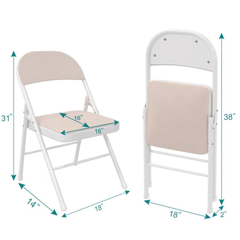 Javlergo 4 Pack Folding Chairs with Padded Cushion, Indoor Outdoor Portable Metal Chairs for Home Office