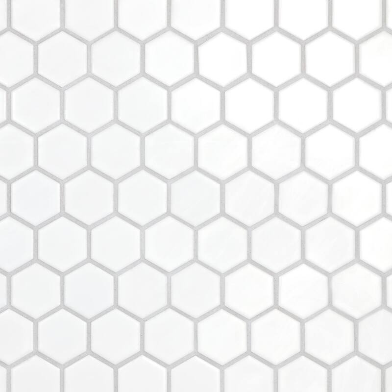 Merola Tile Hudson Due 2" Hex Matte White 10-7/8" x 12-5/8" Porcelain Floor and Wall Tile