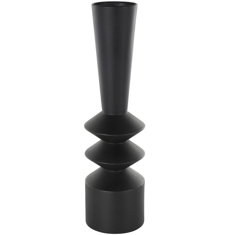 Black Metal Art Deco Fluted Decorative Vase