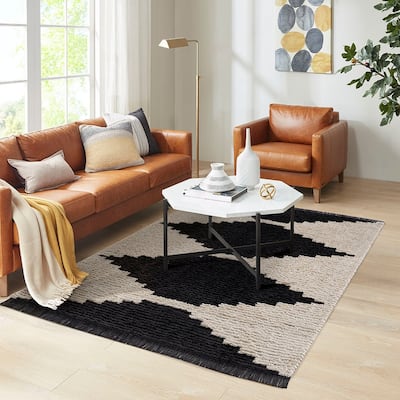 Black & Ivory Modern Area Rug - 6'x9'