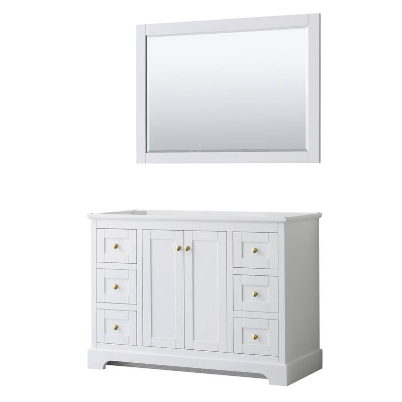 Wyndham Collection Avery 48" Single Free Standing Vanity Cabinet - - White / Brushed Gold Hardware