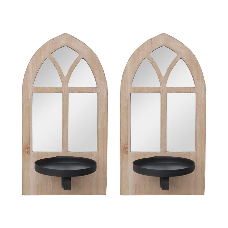 Set of 2 Farmhouse Floating Mirror Candle Sconces， Fits 3x3 Inch Candle