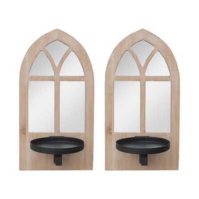 Set of 2 Farmhouse Floating Mirror Candle Sconces， Fits 3x3 Inch Candle