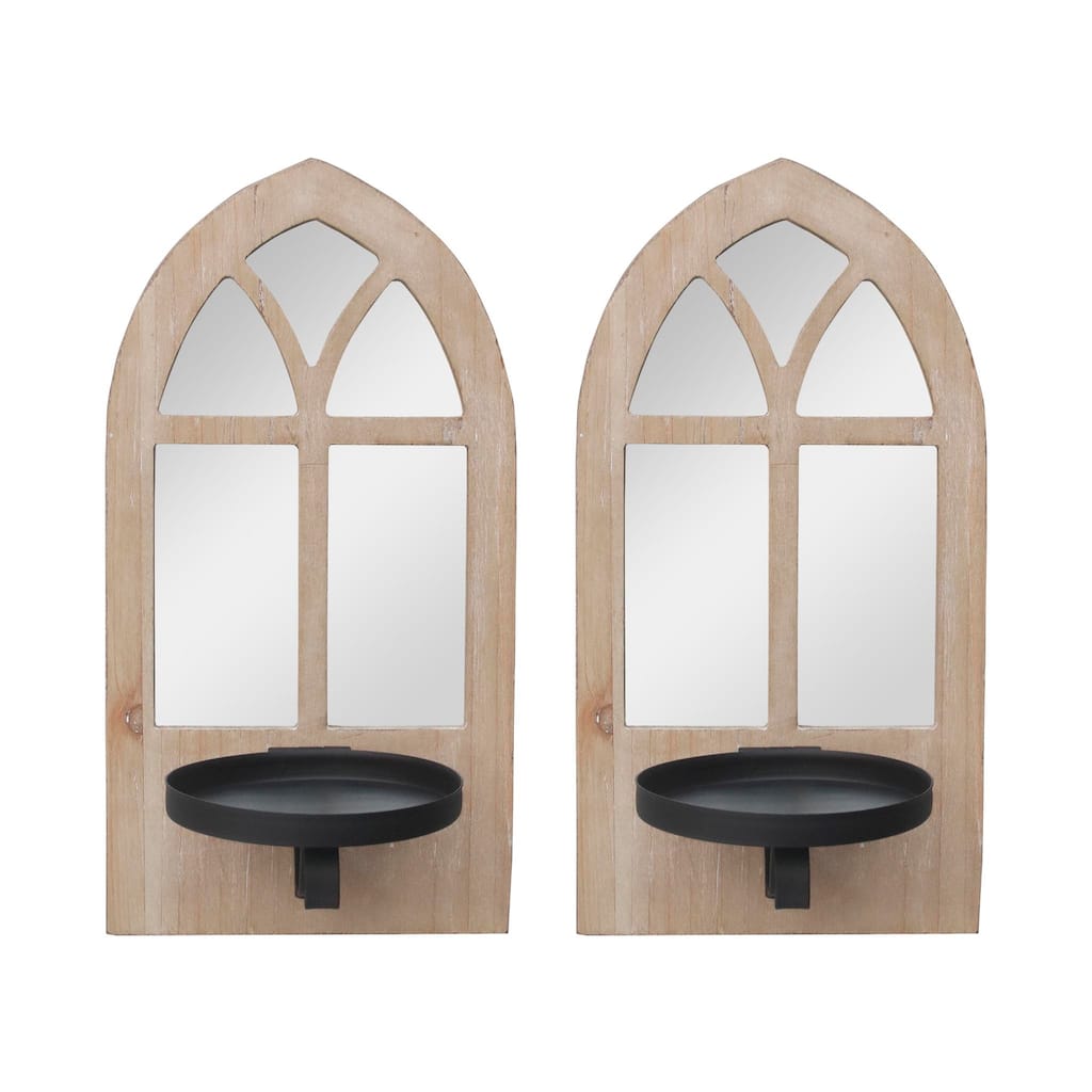 Set of 2 Farmhouse Floating Mirror Candle Sconces， Fits 3x3 Inch Candle