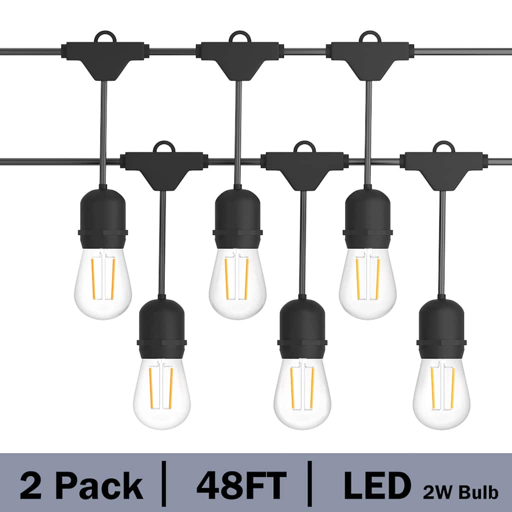 48FT Outdoor String Lights Commercial Grade Waterproof Lights