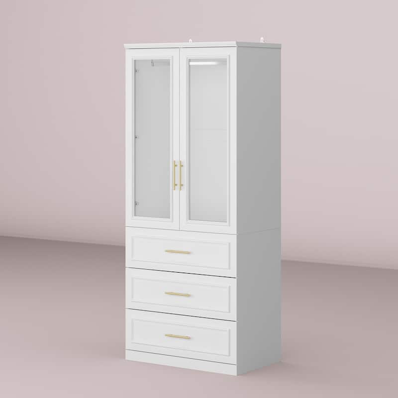 74.8"H Modular Armoire&Wardrobe Storage Closet Cabinet Organizer White