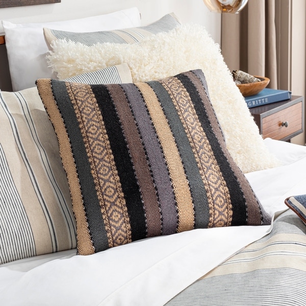 Juneau Hand Woven Striped Boho Throw Pillow. Opens flyout.