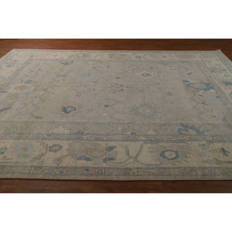 Grey Oushak Turkish Area Rug Vegetable Dye Handmade Wool Carpet - 8'9"x 11'8"