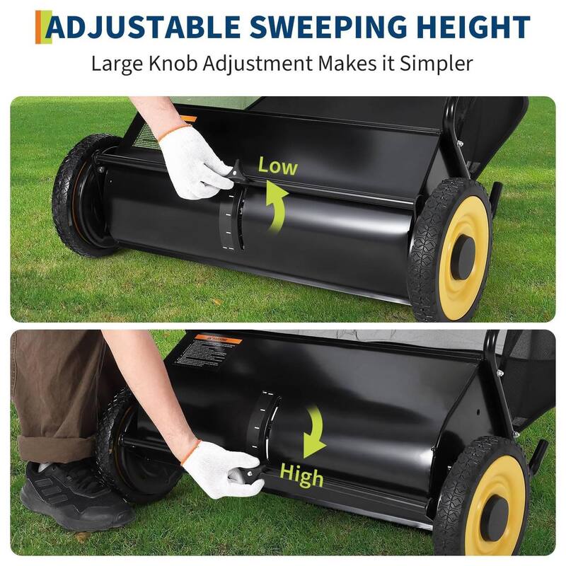 21 Inch Manual Push Lawn Sweeper, 3.5 Cu. Ft. Hopper Capacity Grass Sweeper for Yard and Garden Clean up