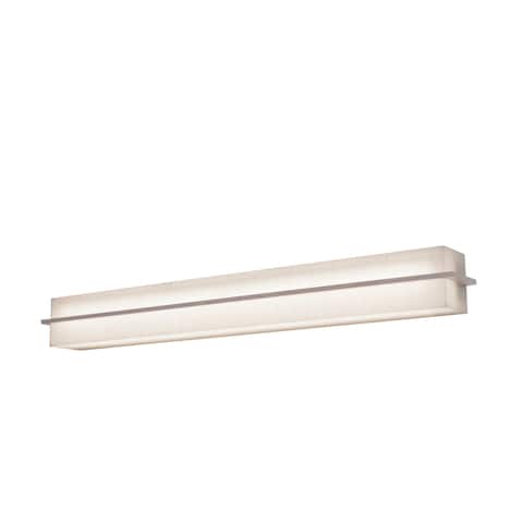 Apex 4-feet Weather Grey LED Vanity, Linen White Fabric and Acrylic Shade
