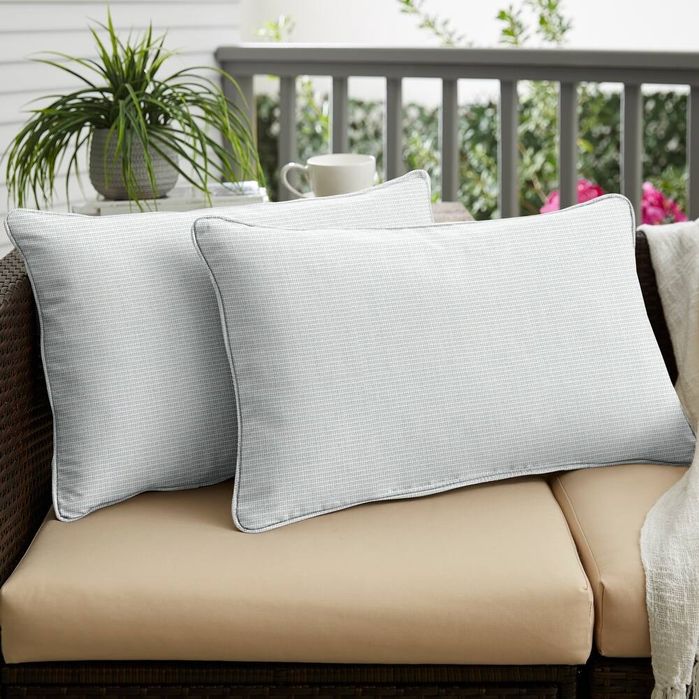Sorra Home Sunbrella Canvas Indoor/Outdoor Corded Lumbar Pillows (Set of 2)