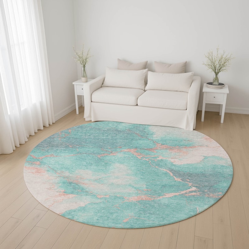 Premium Washable Super Soft Contemporary Mayfield Rug - Teal - 8' x 8'