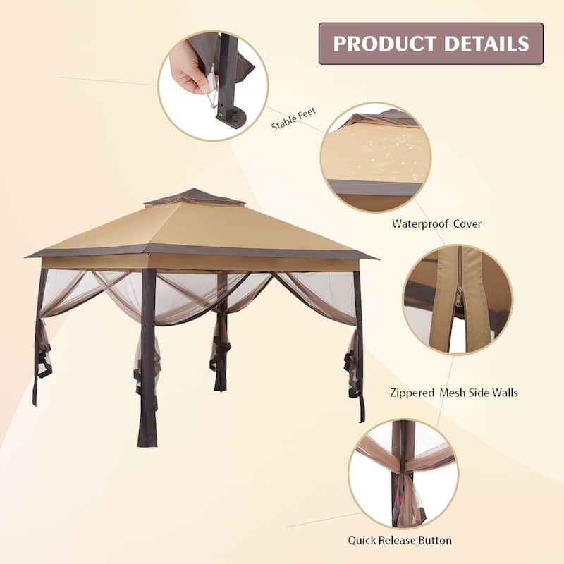 Ainfox 11x11ft Gazebo Outdoor Pop up Canopy with Mosquito Net and Carry Bag