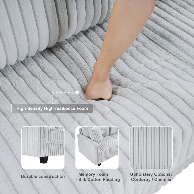 GDFStudio - 100" Corduroy Modular L-Shaped Sofa with USB