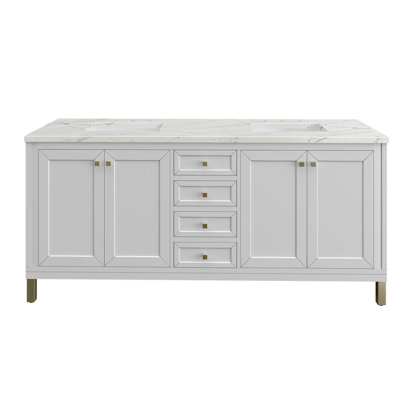 James Martin Vanities 305-V72-3ENC Chicago 72" Free Standing or Wall - Glossy White - Painted