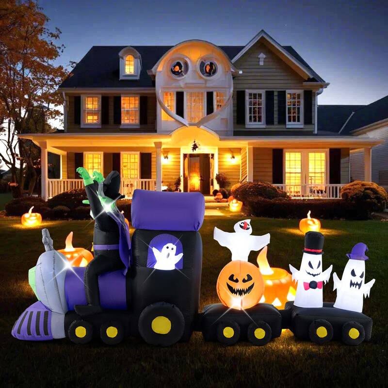 Costway 8.2 ft Long Halloween Inflatable Train LED Lighted Train w/ - See Details