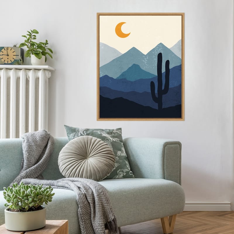 Desert Life Night by XYZ Studio Framed Canvas Wall Art Print - Sylvie Natural