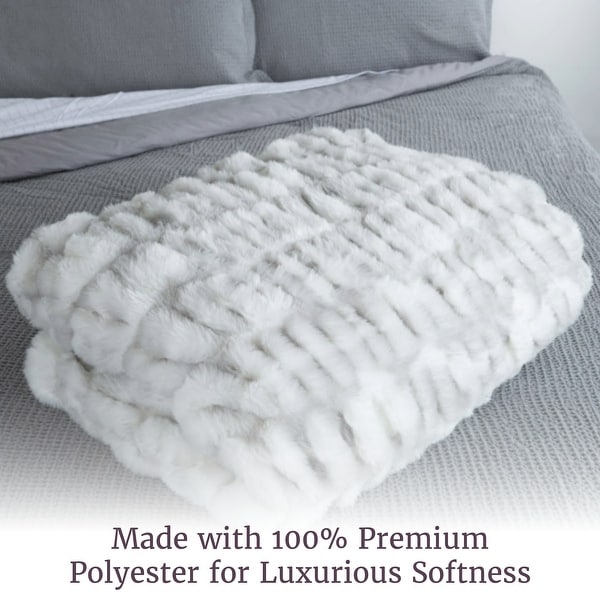 Oversized Ruched Faux Fur Blanket - 60x80-Inch Queen-Size Throw by