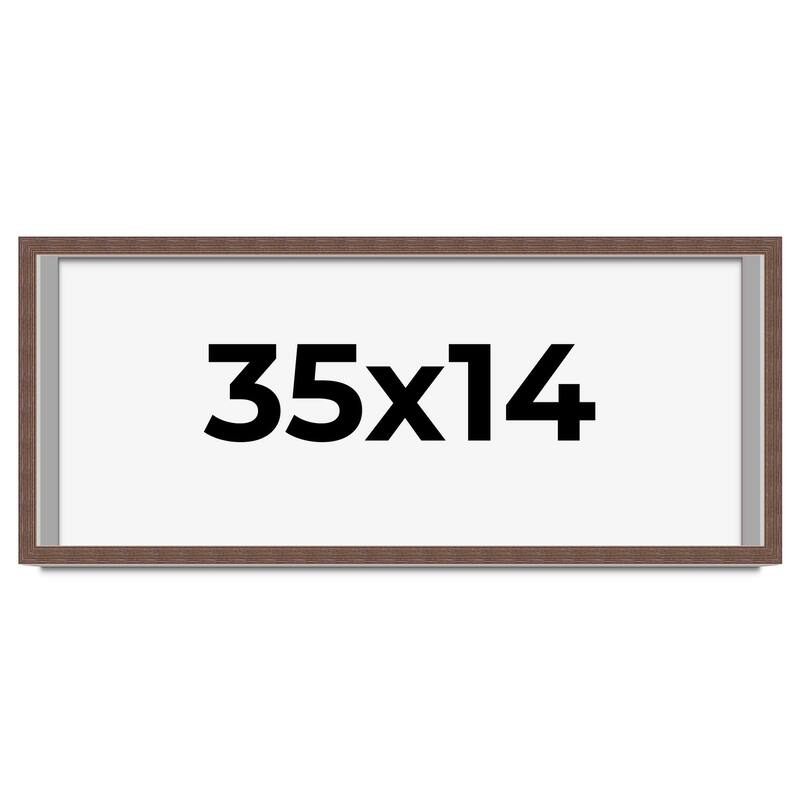 35x14 Shadow Box Frame Brown | 1.125 inches Deep Real Wood Rustic