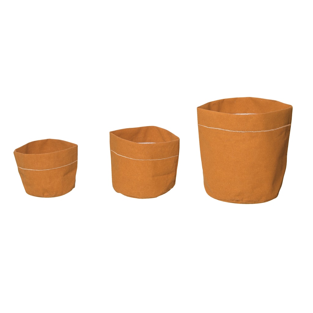 Transpac Canvas 7.87 in. Orange Spring Planters with Liner Set of 3