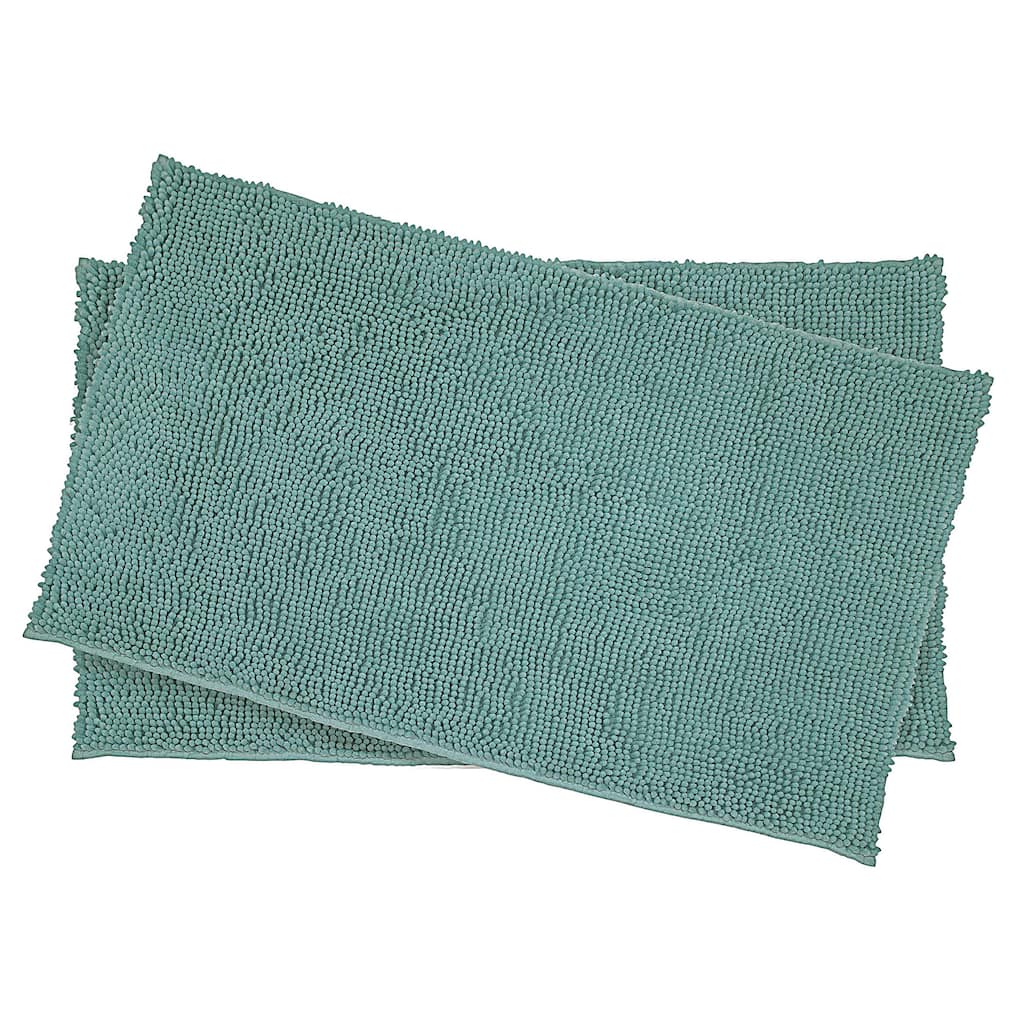 Resort Collection Plush Shag Chenille 17 x 24 in. and 21 x 34 in. 2-Piece Bath Mat Set