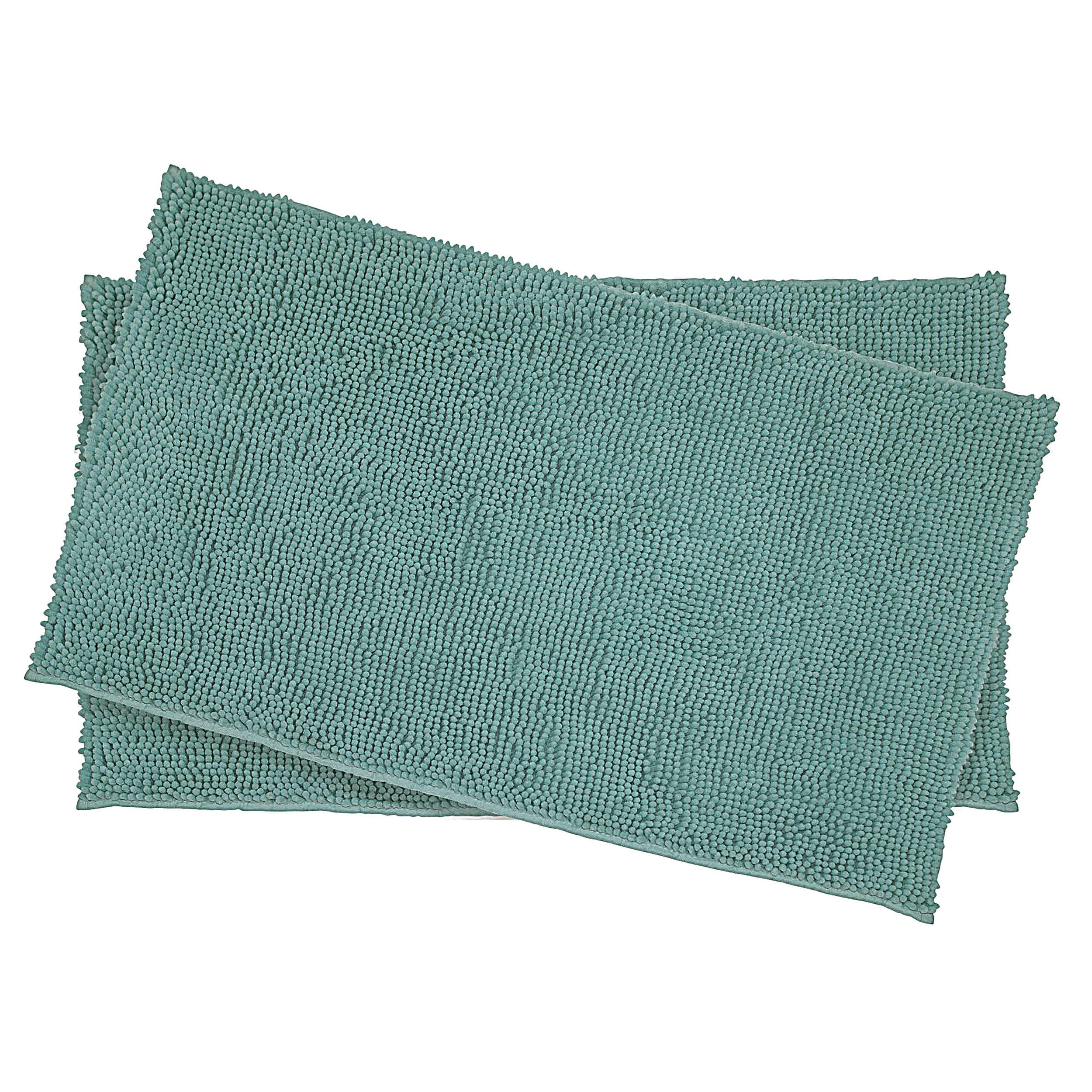 Resort Collection Plush Shag Chenille 17 x 24 in. and 21 x 34 in. 2-Piece Bath Mat Set