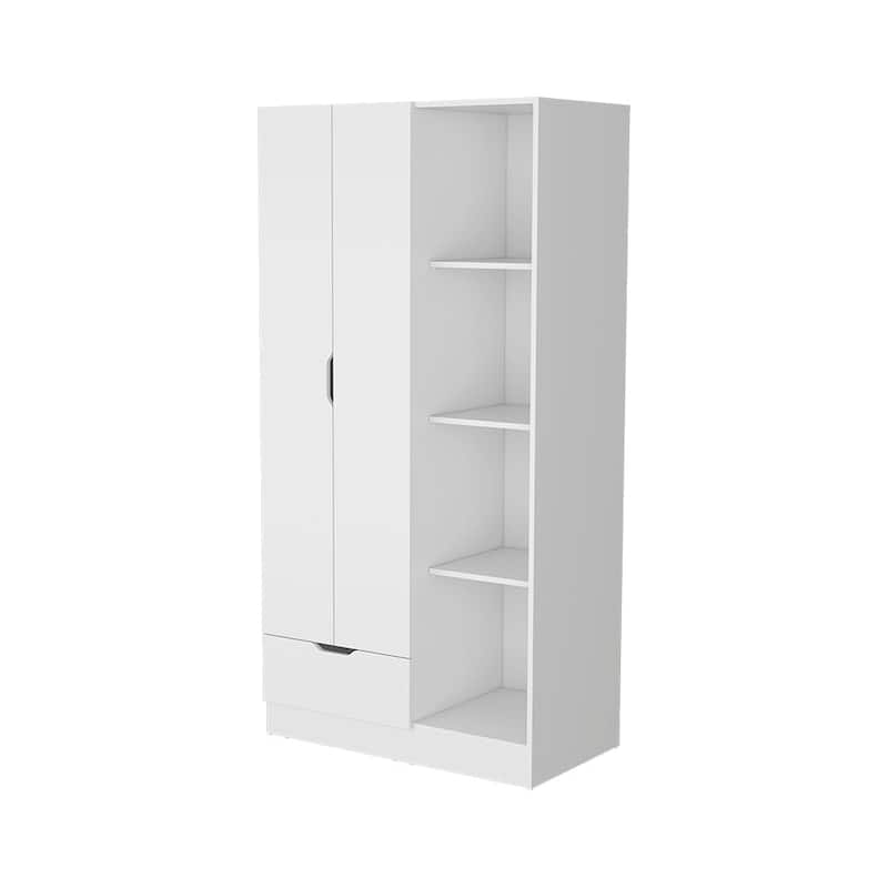 2-Door Armoire with Open Compartment - White