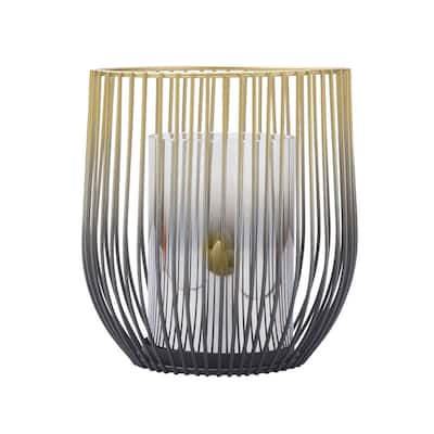 Elements Gold Glass and Metal Candle Holder, 6X7 Inch