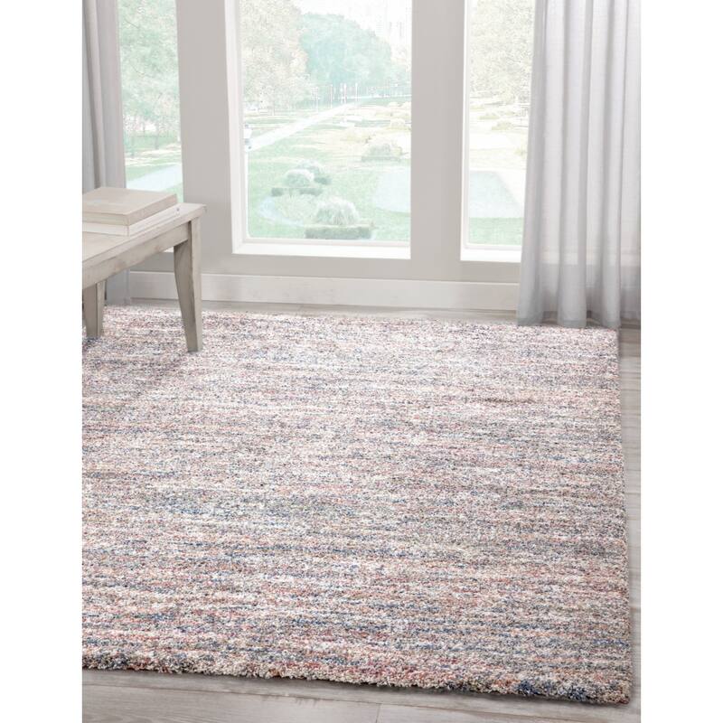 Ivory/Multi Striped Area Rug 8x10 - 8' x 10'