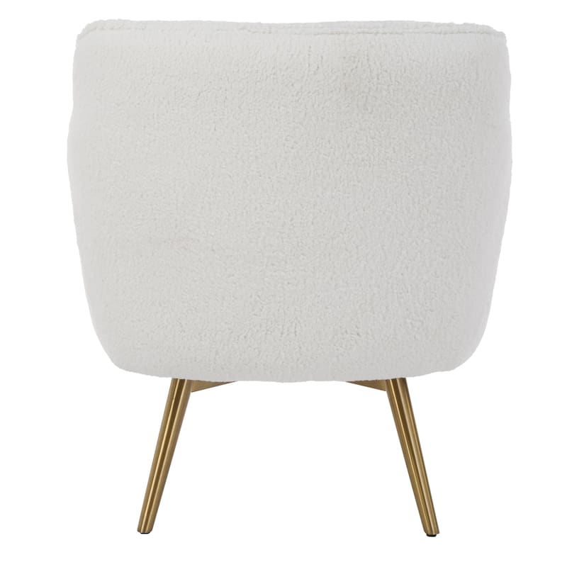 Solid Brushed Brass Swivel Chair with Tapered Legs - 33.5" - White