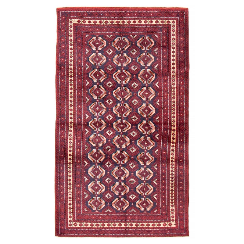 Teimani Red Rug 3'9" x 6'4" - 3'9 x 6'4 - Red - 3'9 x 6'4