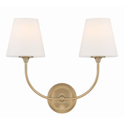 Libby Langdon for Crystorama Sylvan 2 Light Vibrant Gold Wall Mount - 17"W x 14.75"H x 8.25"D