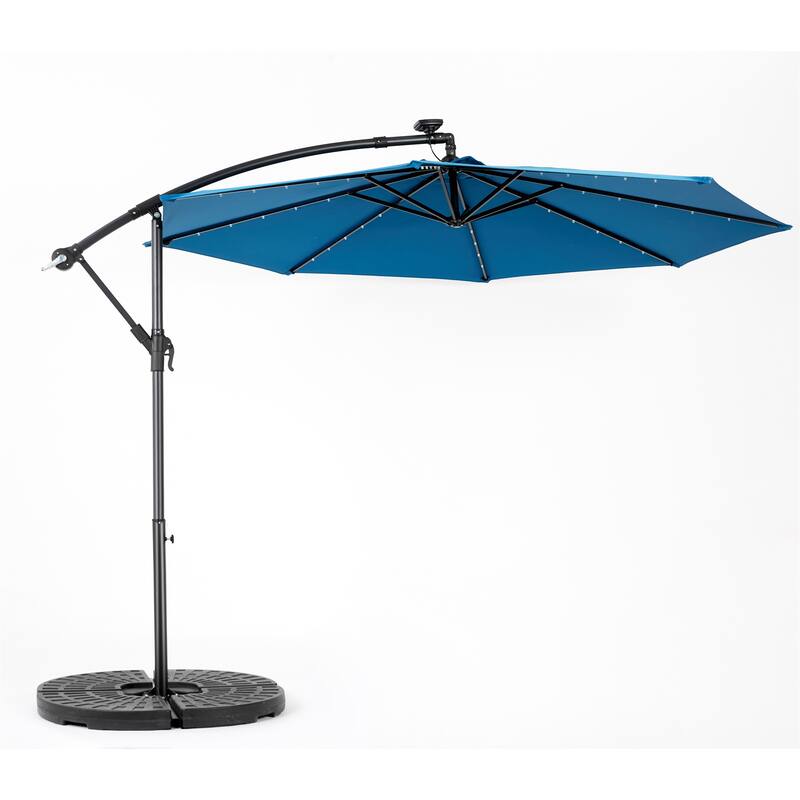 10ft LED Light Hanging Patio Umbrella w/ Adjustable Dual-Handle System