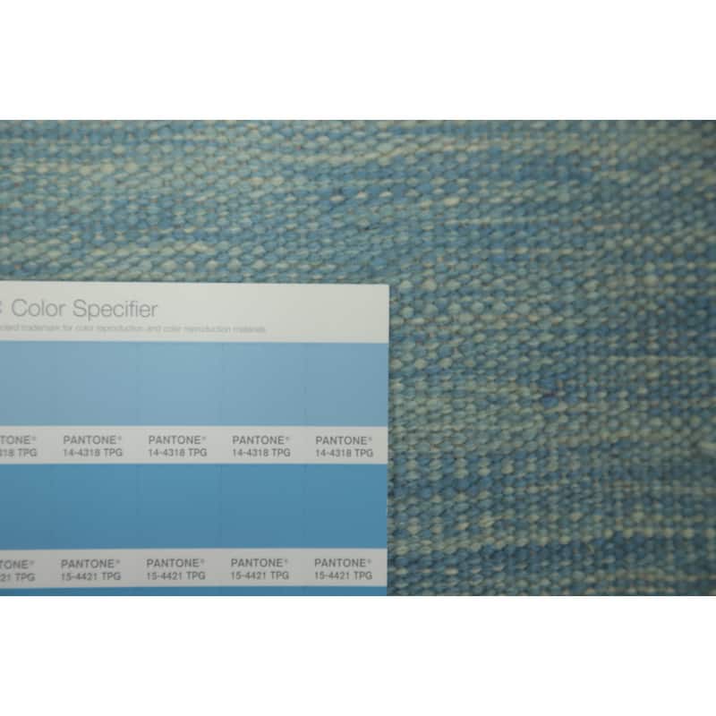 Hand Woven Oriental 100% Wool Carpet Southwestern Tribal Navy Blue & Blues Kilim Area Rug - 13' 4'' X 9' 11''