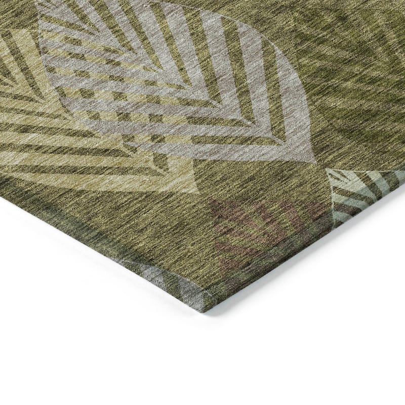 Machine Washable Indoor/ Outdoor Chantille Casual Palm Leaf Rug