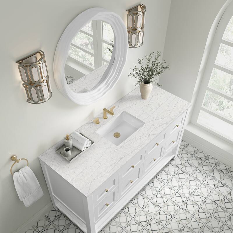Breckenridge 60" Single Vanity, Bright White, w/FreePower Wireless Charger