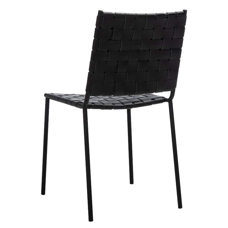 SAFAVIEH Marvel Woven Leather Dining Chair (Set of 2) - 17" W x 20.5" L x 33.8" H - 17"Wx21"Dx34"H