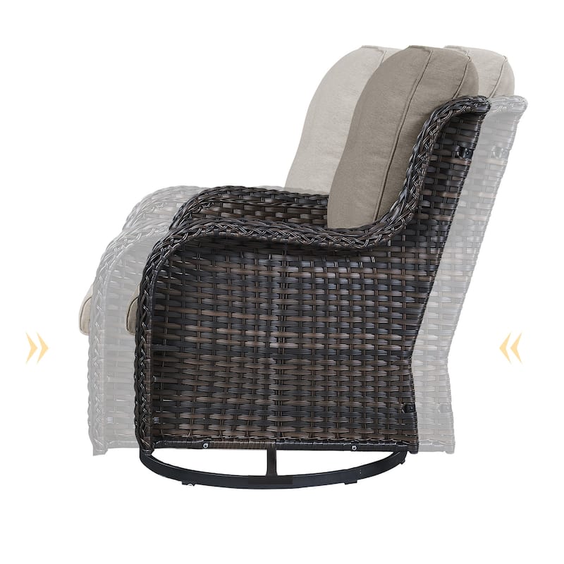 Wicker Patio Bistro Set with Swivel Chair - Brown