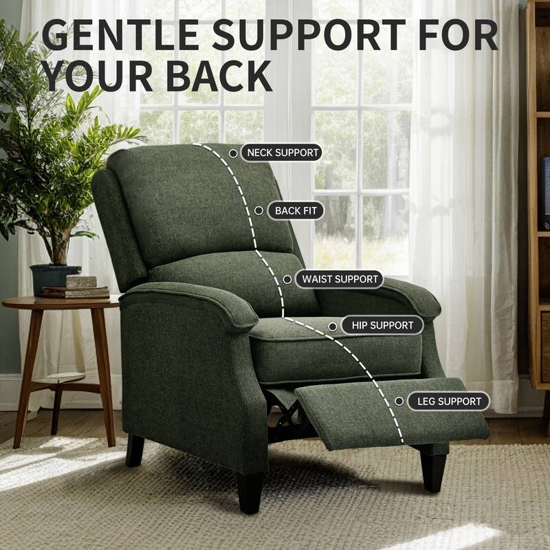 Push-Back Upholstered Recliner with Thickened Seat Cushion Backrest