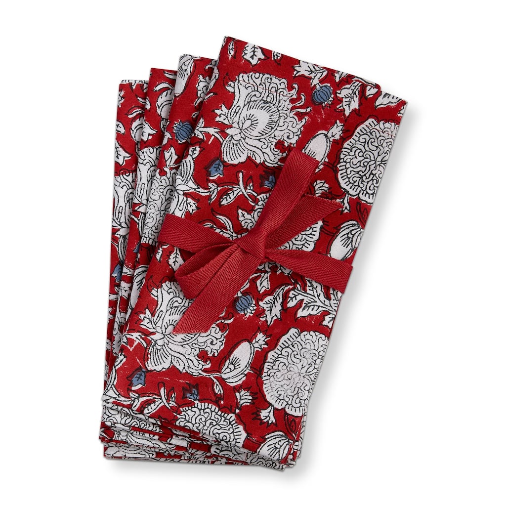 Janis Black Print Cloth Napkins Set of 4 Multicolor Cotton Kitchen Textiles 20x20 Machine Wash Summer Decor - 20 x 20
