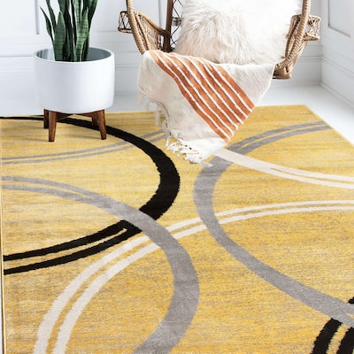 World Rug Gallery Contemporary Abstract Circles Design Area Rug