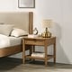 preview thumbnail 1 of 3, Roundhill Furniture Vichy Single-Drawer Nightstand with Shelf, Light Walnut