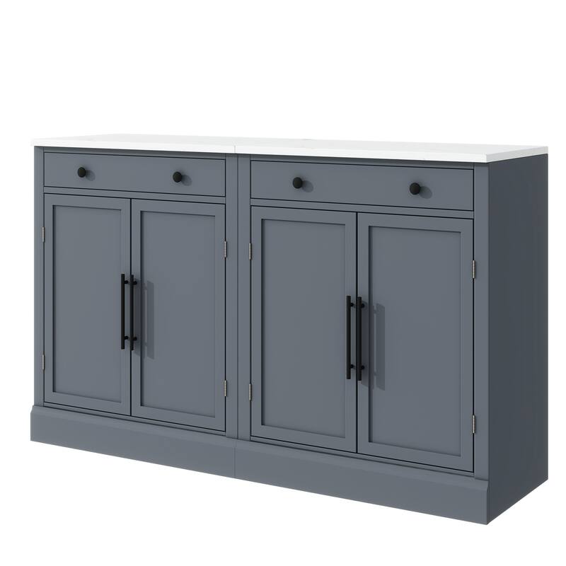 Roomfitters Modern Kitchen Pantry Buffet, Coffee Bar Cabinet with storage units and Shelves