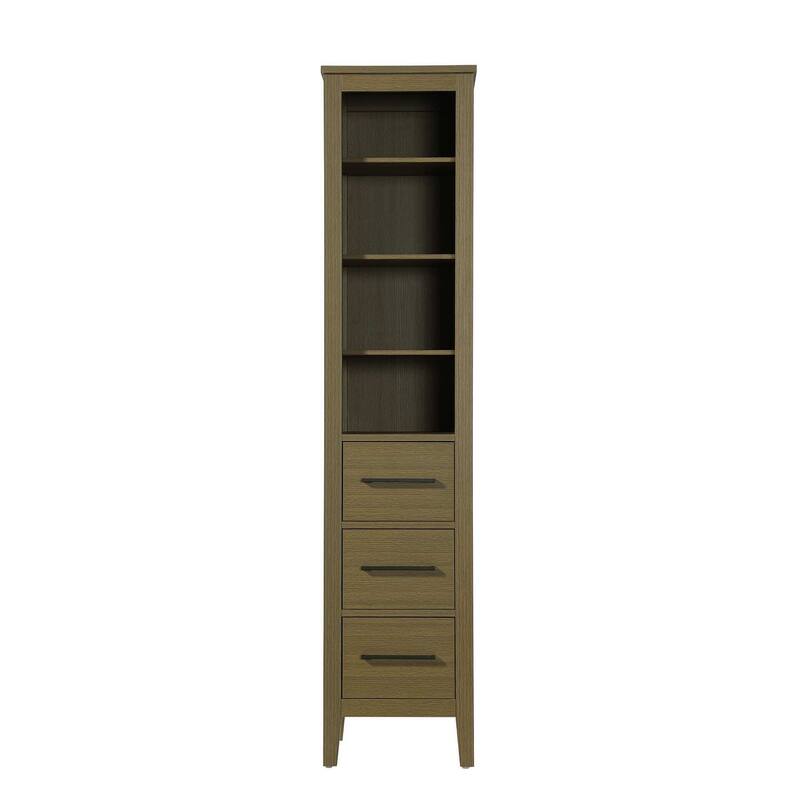 Laura 16-28 Inch Open Shelving Bath Storage Cabinet - Chestnut Brown - 16"