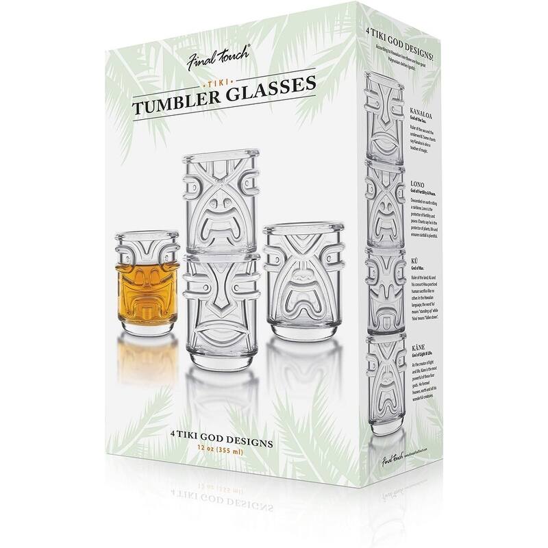 Final Touch Tiki Tumblers Set of 4 Tumblers - 12 Oz