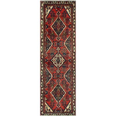 Fine Vintage Distressed Braleah Red/Ivory Runner - 3'2" x 10'4"
