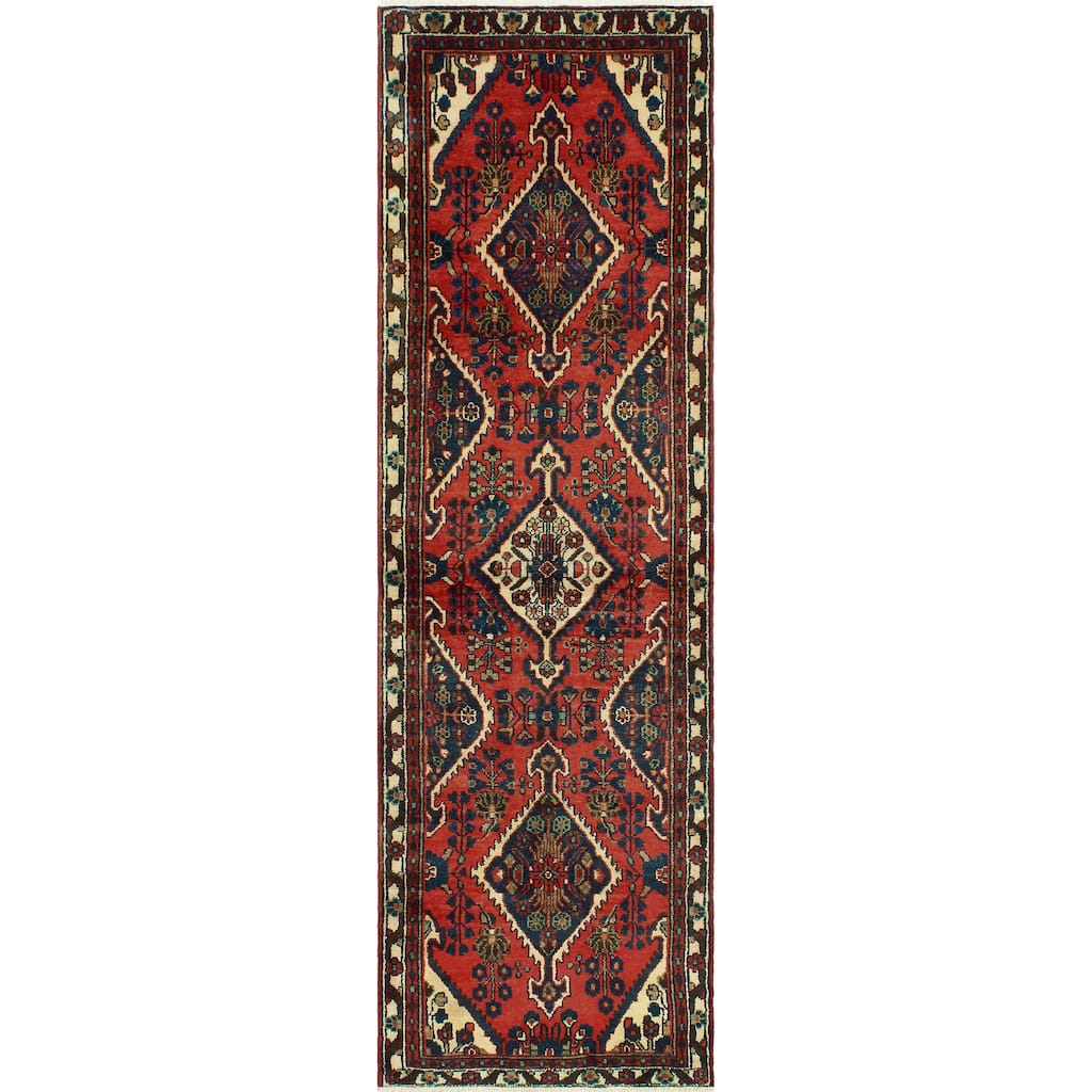 Fine Vintage Distressed Braleah Red/Ivory Runner - 3'2" x 10'4"